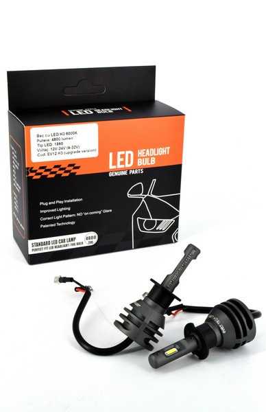 Set Bec HB3 9005 cu LED 1860 4800 lumen 6000k Voltaj: 12-24V COD: EV12 HB3