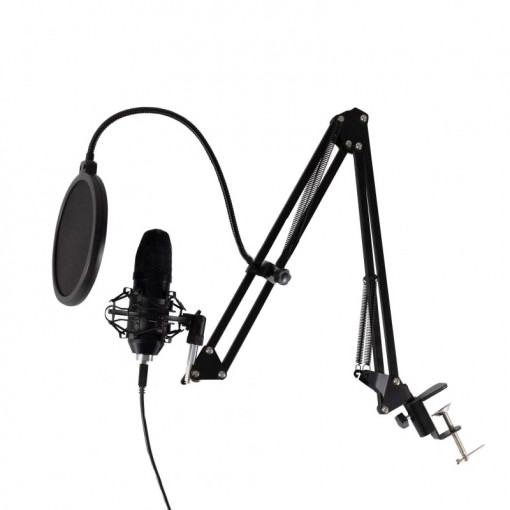 Set microfon profesional, usb, brat articulat, filtru pop-up flexibil, studio, streaming