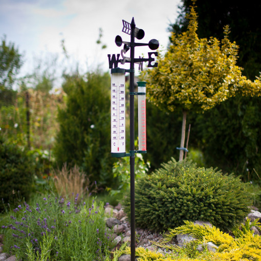 Stație meteo de grădină - termometru, pluviometru, anemometru - 145 cm