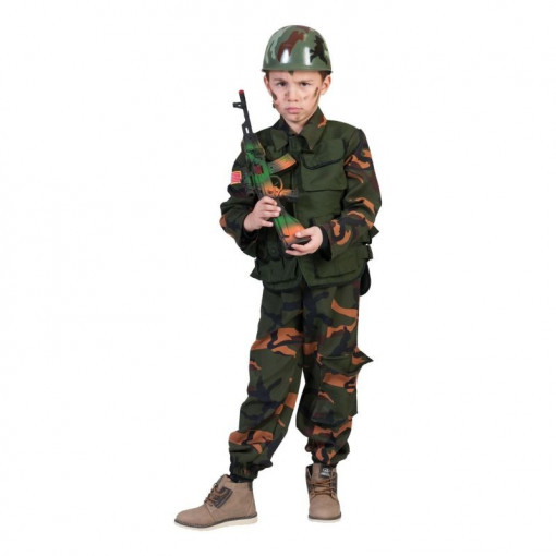 Costum soldat forte speciale, baieti 6-14 ani, camasa cu vesta camuflaj marime 116