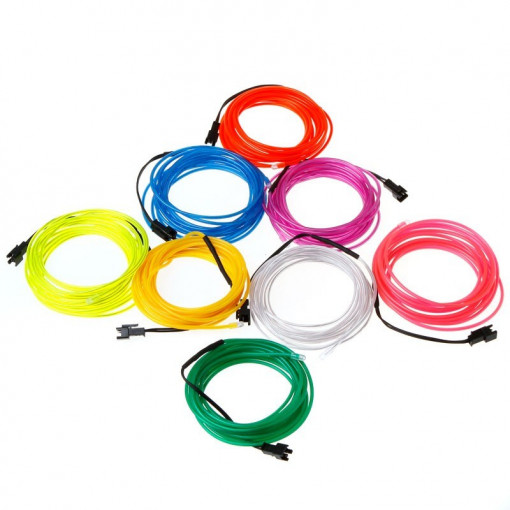 Kit 2 m fir electroluminescent cu invertor culoare verde