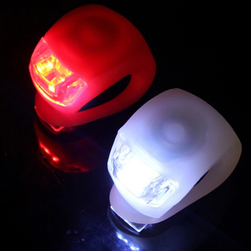 Lumini de siguranta bicicleta, led 3 moduri iluminare, silicon, set 2 bucati