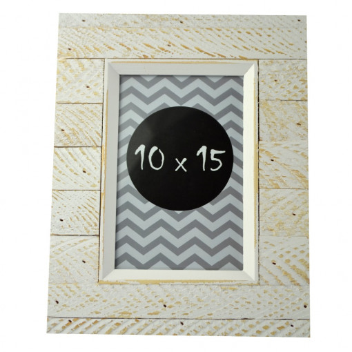 Rama foto agnes 10x15 din lemn texturat culoare alb