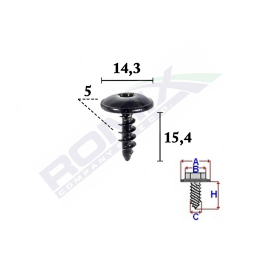 SURUB FIXARE PENTRU AUDI,VW, SKODA 5X15.4MM SET 10 BUC