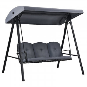 Balansoar gradina, 3 locuri, copertina impermeabila, 205x118x184 cm, gri - Img 3