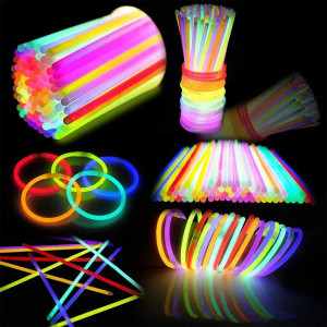 Betisoare bratari luminoase glow sticks, diverse culori, set 100 bucati culoare rosu - Img 6
