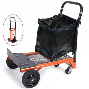 Carucior liza portabil cu 4 roti, suport sac de gunoi, pliabil, transport marfa maxim 80 kg - Img 2