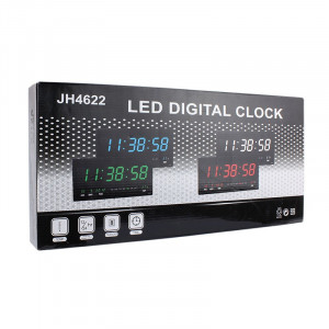 Ceas digital perete, afisaj led, ora 12/24, calendar, temperatura, negru - Img 6