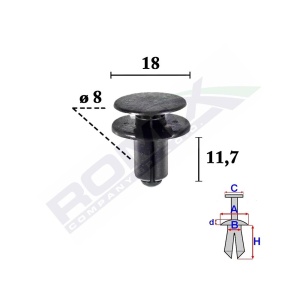 CLIPS FIXARE BARA PROTECTIE PENTRU KIA RIO 8X11.7MM SET 10 BUC - Img 3