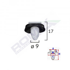 CLIPS FIXARE ELEMENTE EXTERIOARE PENTRU CITROEN/PEUGEOT/FIAT 9X17MM - ALB SET 10 BUC - Img 2