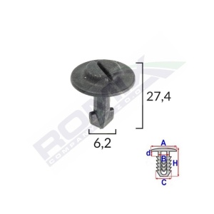 CLIPS FIXARE ELEMENTE ROATA PENTRU AUDI/SEAT/VW 6.2X27.4MM - NEGRU SET 10 BUC - Img 4