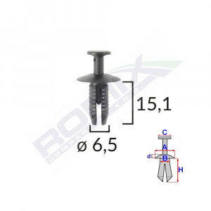 CLIPS FIXARE PENTRU AUDI/BMW 6.5X15.1MM - NEGRU SET 10 BUC - Img 2