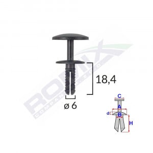 CLIPS FIXARE UNIVERSAL 6X18.4MM - NEGRU SET 25 BUC