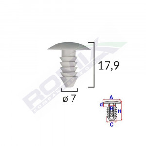 CLIPS TAPITERIE PENTRU FIAT 7X17.9MM - GRI SET 10 BUC - Img 2