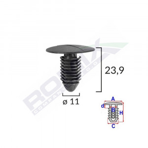 CLIPS TAPITERIE PENTRU GM 11X23.9MM - NEGRU SET 10 BUC - Img 2
