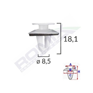 CLIPS TAPITERIE PENTRU MERCEDES 8.5X18.1MM ALB - SET 10 BUC - Img 4