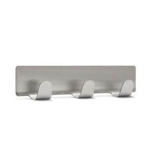 Cuier pe perete triplu, inox, cu autoadeziv - Img 1