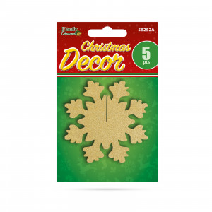 Decor de Crăciun - fulg de nea - auriu - 7 x 7 cm - 5 buc / pachet - Img 1