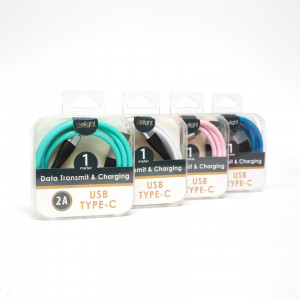 Delight - Cablu de date - USB Type C - înveliş siliconic, 4 culori, 1 m - Img 6