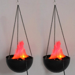 Lampa suspendata cu halogen, efect real flacara, lant inclus, 20 cm - Img 4