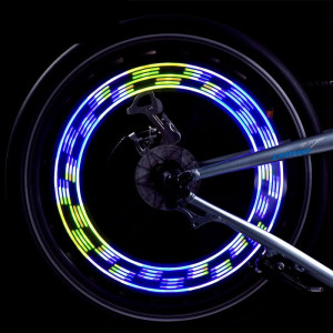 Lumini spite bicicleta, led rgb, 12 modele luminoase, senzor miscare, baterii cr2032 - Img 3