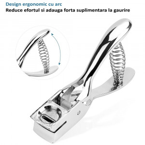 Perforator pentru carduri, etichete, tip cleste, gaura 13x3 mm, metalic - Img 3