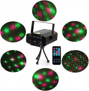 Proiector laser 6 figurine, proiectie rosu si verde, telecomanda, senzor sunet - Img 3