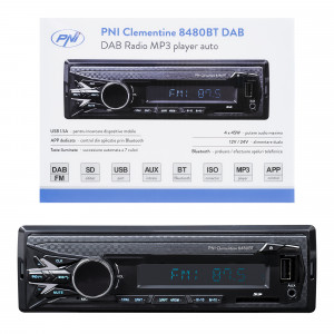 RADIO MP3 PLAYER AUTO DAB SI RDS PNI CLEMENTINE 8480BT 4X45W, 12/24V, CU SD, USB, AUX, RCA, BLUETOOTH SI USB 1.5A - Img 1
