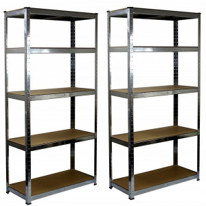 Raft metalic, 5 nivele depozitare, set 2 bucati, sarcina maxima totala 875 kg,180x90x30 cm - Img 4