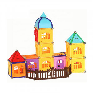 Set constructii magnetic, 130 piese, constructie 3d castel, masinuta, varsta 6+, procart - Img 2