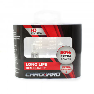 Set de 2 becuri Halogen H3, 55W +50% Intensitate - LONG LIFE - CARGUARD - Img 3