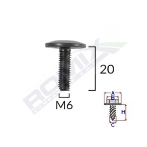SURUB FIXARE BARA PROTECTIE M6 PENTRU VW/PEUGEOT/CITROEN SET 5 BUC - Img 3