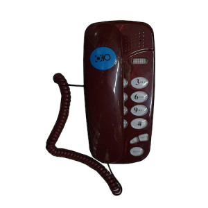 Telefon fix cu fir, montabil pe perete tastatura iluminata, redial, mute, flash culoare visiniu - Img 2