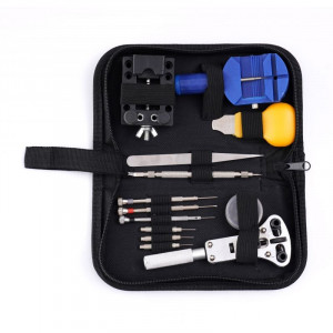 Trusa reparat ceasuri, 13 piese, set unelte si accesorii, organizator cu fermoar - Img 7