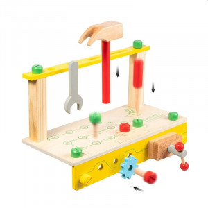 Atelier cu banc de lucru pentru copii, 40 piese din lemn, 41x36x16 cm - Img 5