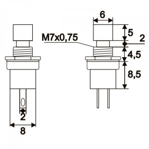 Buton 1 circuit 1,5A-250V OFF-(ON), negru - Img 2