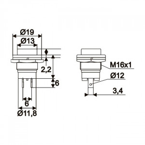 Buton 1 circuit 2A-250V OFF-(ON), albastru - Img 2