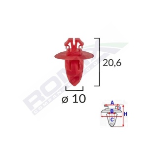 CLIPS FIXARE ELEMENTE EXTERIOARE PENTRU TOYOTA 10X20.6 - ROSU SET 10 BUC - Img 3