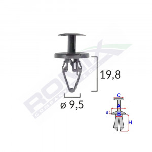 CLIPS FIXARE ELEMENTE ROATA PENTRU OPEL 9.5X19.8MM NEGRU SET 5 BUC - Img 1