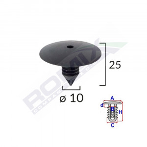 CLIPS FIXARE ELEMENTE ROATA PENTRU RENAULT 10X25MM - NEGRU SET 10 BUC - Img 2
