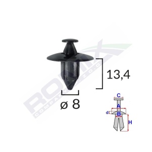 CLIPS FIXARE PENTRU HONDA/SUZUKI/VOLVO 8X13.4MM - NEGRU SET 10 BUC - Img 4
