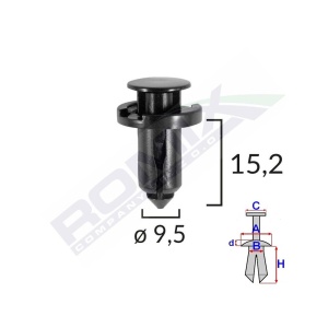 CLIPS FIXARE PENTRU NISSAN/HONDA/SUBARU 9.5X15.2MM - NEGRU SET 10 BUC - Img 4