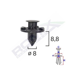 CLIPS FIXARE PENTRU NISSAN/MITSUBISHI 8X8.8MM - NEGRU SET 10 BUC - Img 4