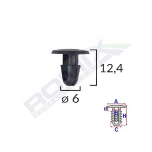 CLIPS FIXARE PENTRU TOYOTA/LEXUS 6X12.4MM - NEGRU SET 10 BUC - Img 2