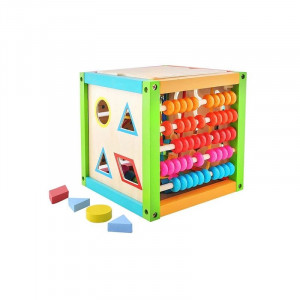 Cub activitati educative, centru multifunctional, 5 in 1, jucarie interactiva din lemn - Img 6