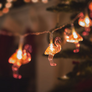 Instalație de pom cu LED - flamingo - 1,1 m - 10 LED - alb cald - 3 x AA - Img 1