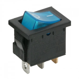Intrerupator basculant, 1 circuit, 6A-250V, OFF-ON, iluminare albastr,a - Img 1