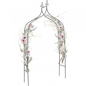 Pergola decorativa de gradina, constructie metalica, stil gothic, 240x150x37 cm - Img 2