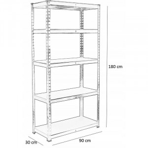 Raft metalic, 5 nivele depozitare, set 2 bucati, sarcina maxima totala 875 kg,180x90x30 cm - Img 5