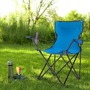 Scaun pliabil camping, manere, suport pahar, 50x82x80 cm - Img 2